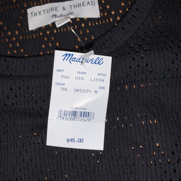 Madewell Black Modern Tie-Front Tee in Geo-Eyelet size Medium - Picture 11 of 11